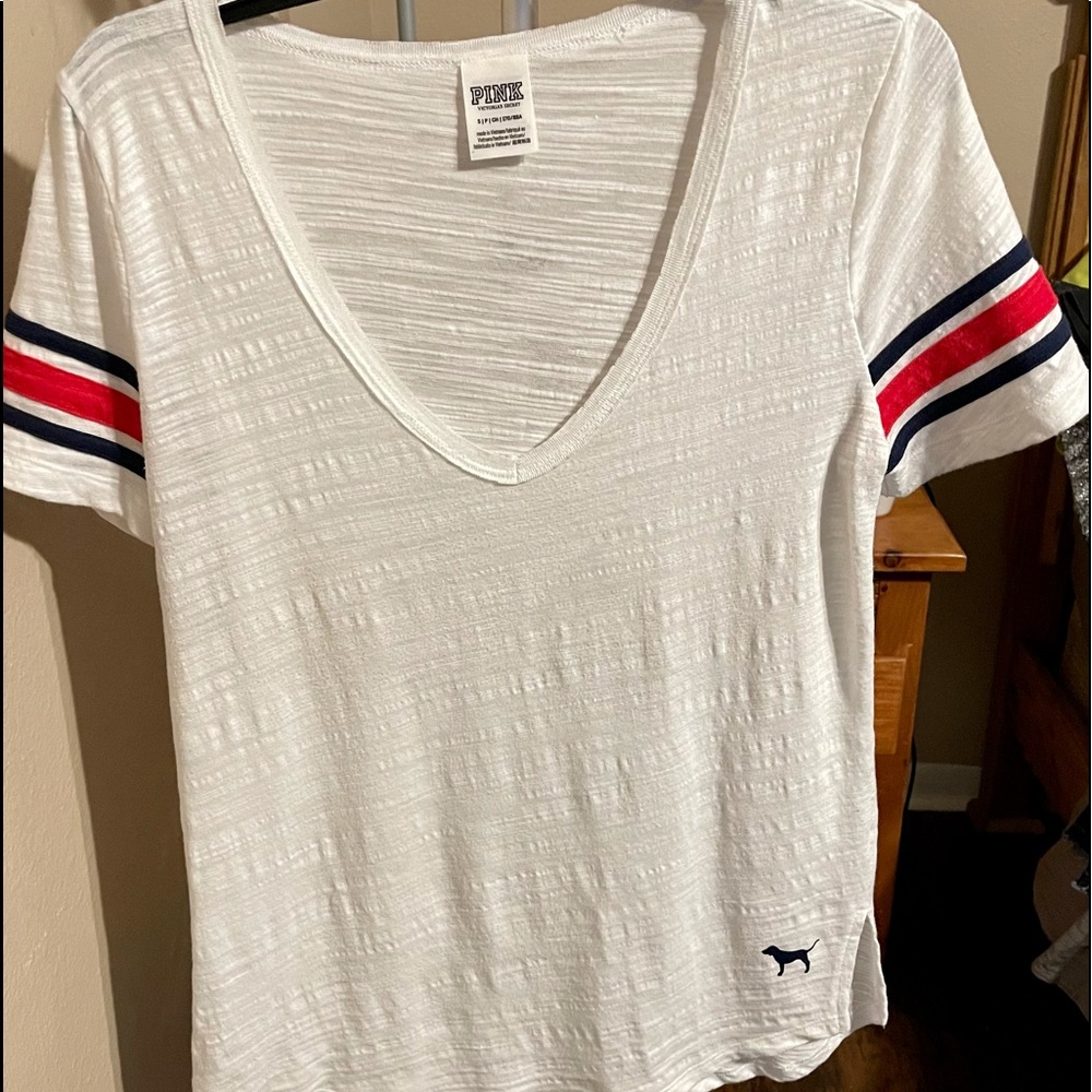 Pink Victoria Secret baseball tee small